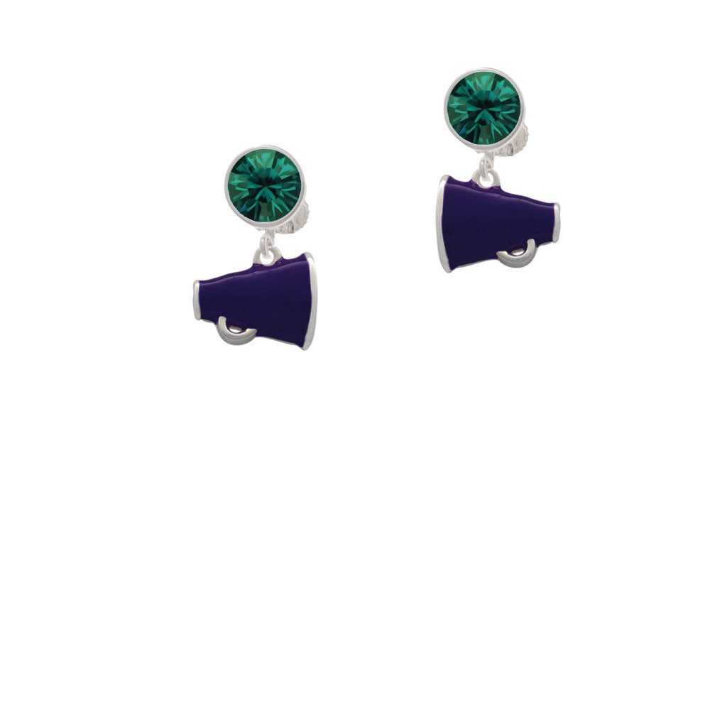 Small Purple Megaphone Crystal Clip On Earrings Image 6