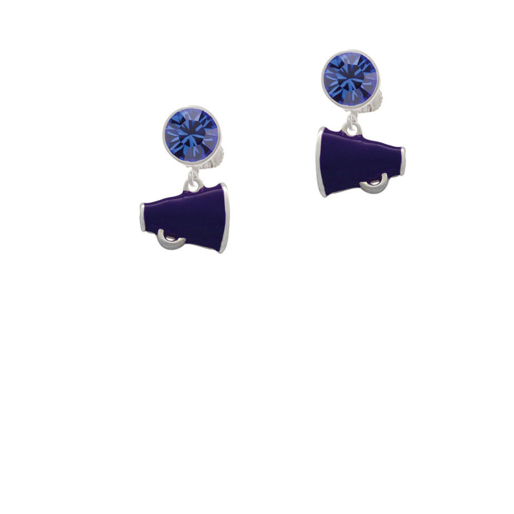 Small Purple Megaphone Crystal Clip On Earrings Image 7