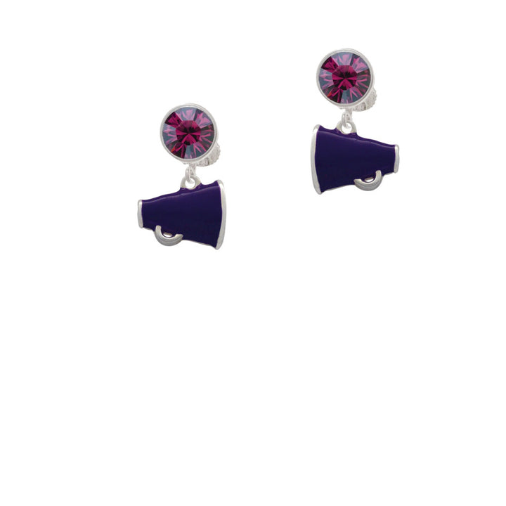 Small Purple Megaphone Crystal Clip On Earrings Image 8