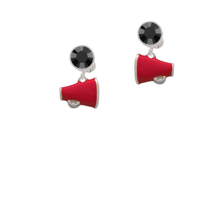 Small Red Megaphone Crystal Clip On Earrings Image 3