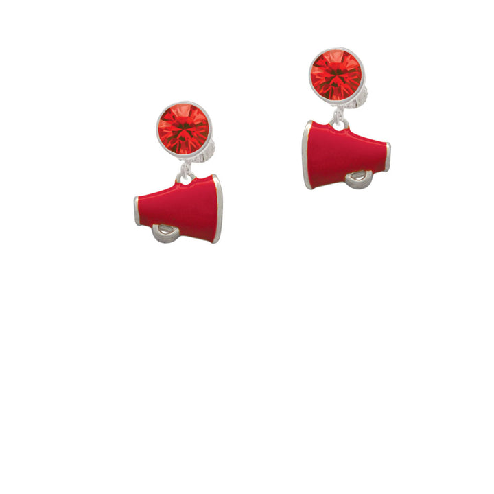 Small Red Megaphone Crystal Clip On Earrings Image 4