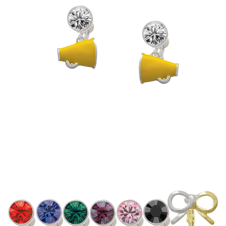 Small Yellow Megaphone Crystal Clip On Earrings Image 1