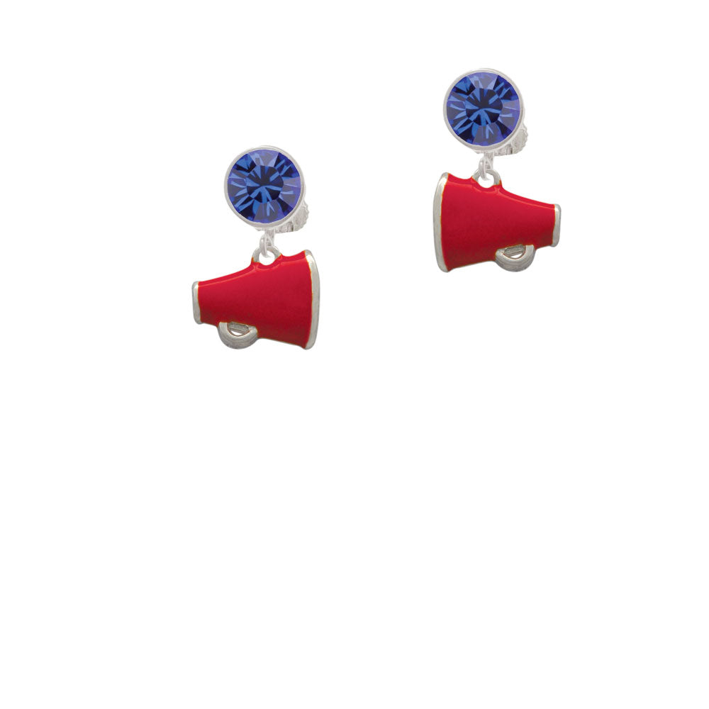 Small Red Megaphone Crystal Clip On Earrings Image 7