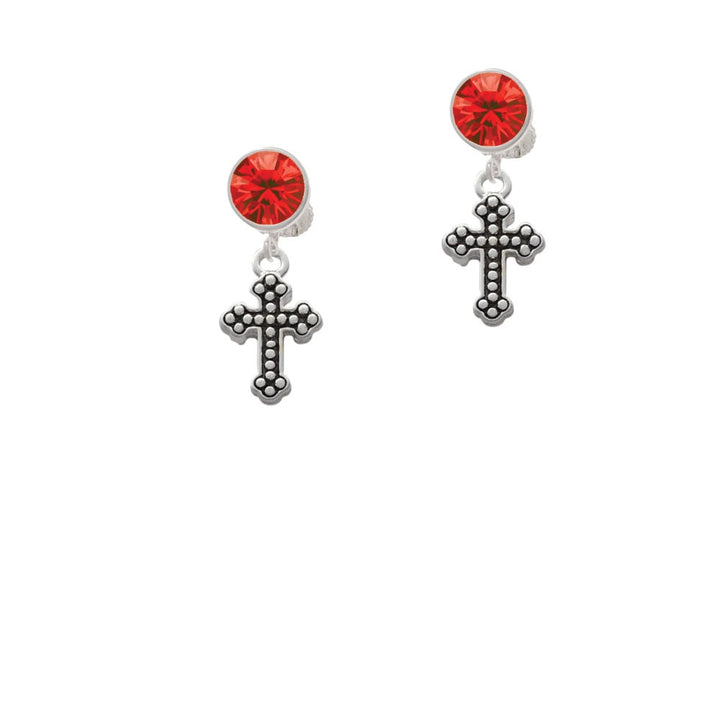 Small Botonee Cross with Beaded Decoration Crystal Clip On Earrings Image 4