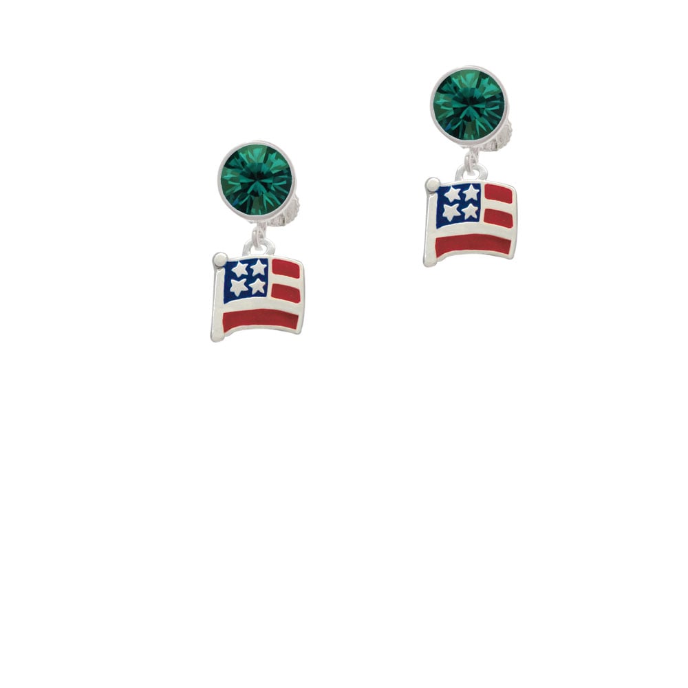 Mini USA Flag Crystal Clip On Earrings Image 6