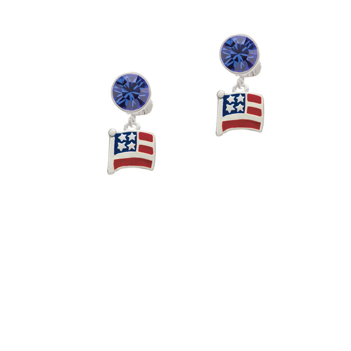 Mini USA Flag Crystal Clip On Earrings Image 7