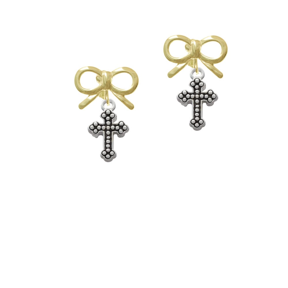 Small Botonee Cross with Beaded Decoration Crystal Clip On Earrings Image 10