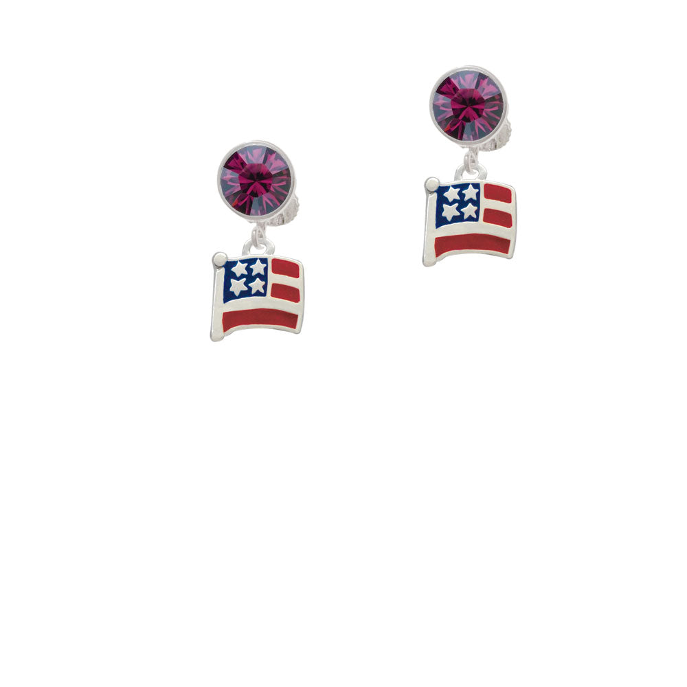 Mini USA Flag Crystal Clip On Earrings Image 8