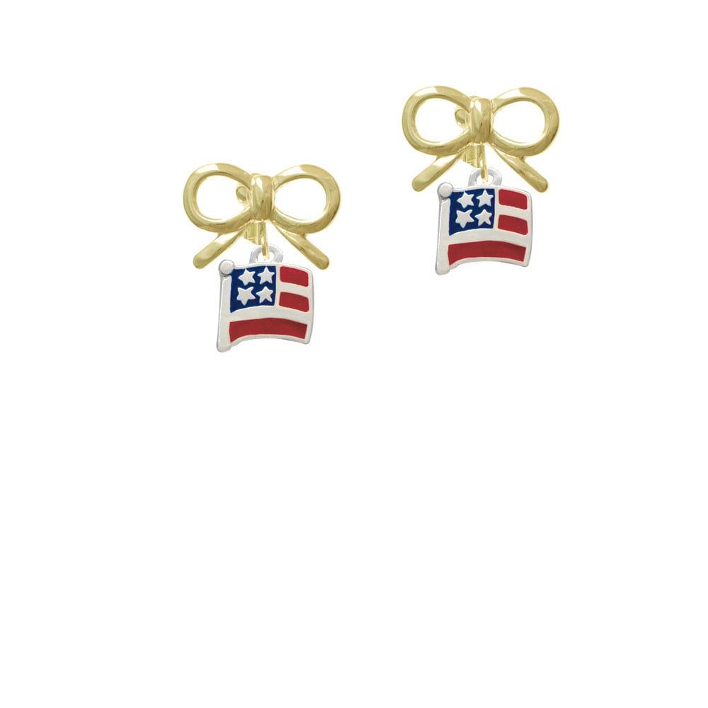 Mini USA Flag Crystal Clip On Earrings Image 10