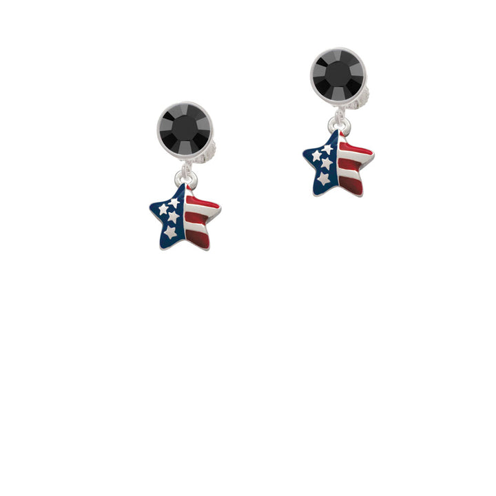 Mini USA Patriotic Star Crystal Clip On Earrings Image 3