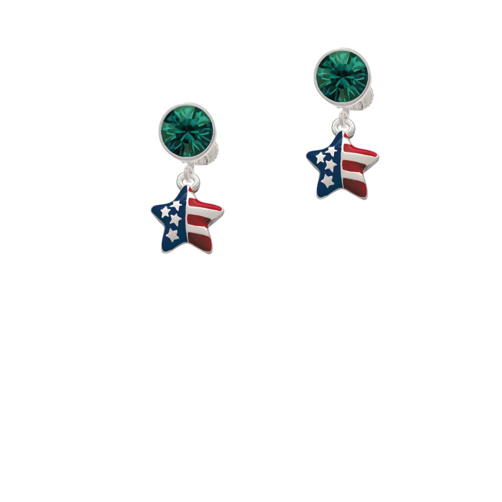 Mini USA Patriotic Star Crystal Clip On Earrings Image 6