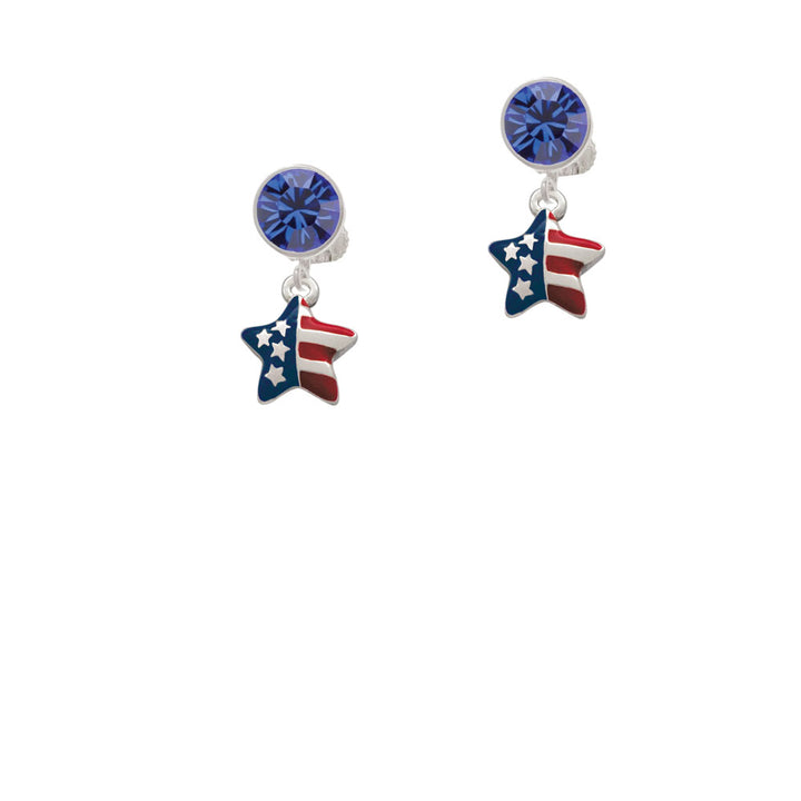 Mini USA Patriotic Star Crystal Clip On Earrings Image 7