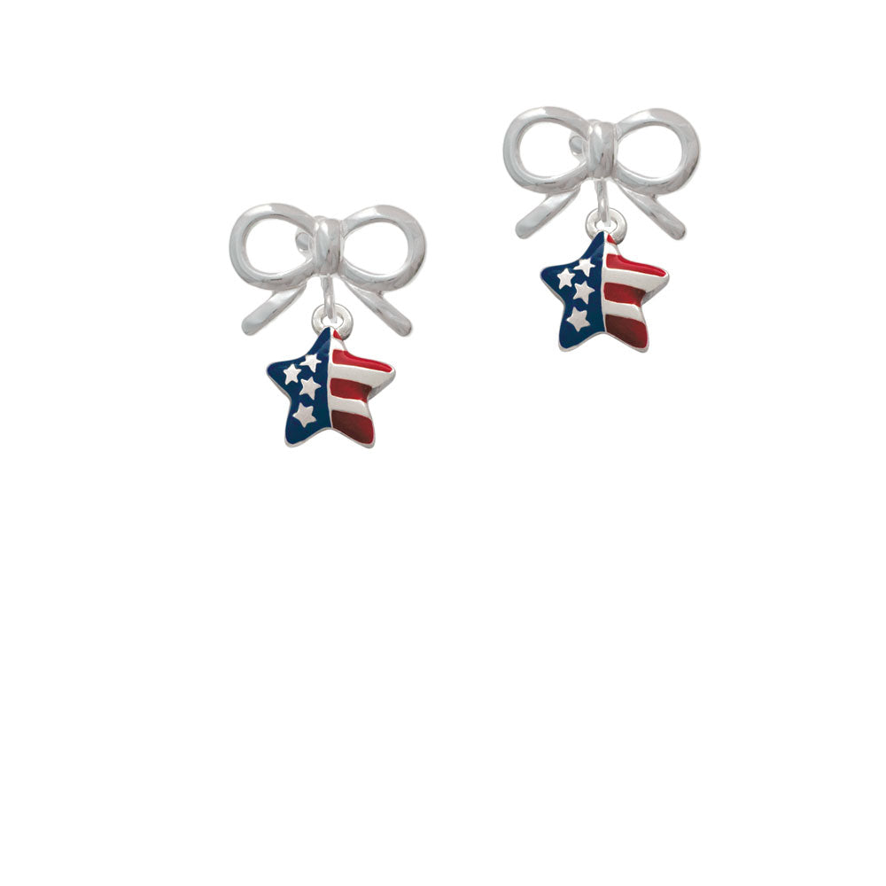 Mini USA Patriotic Star Crystal Clip On Earrings Image 9