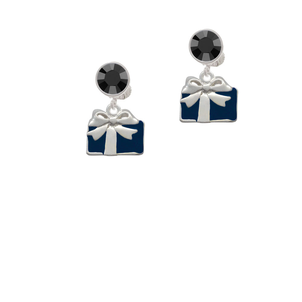 Blue Present Crystal Clip On Earrings Image 3