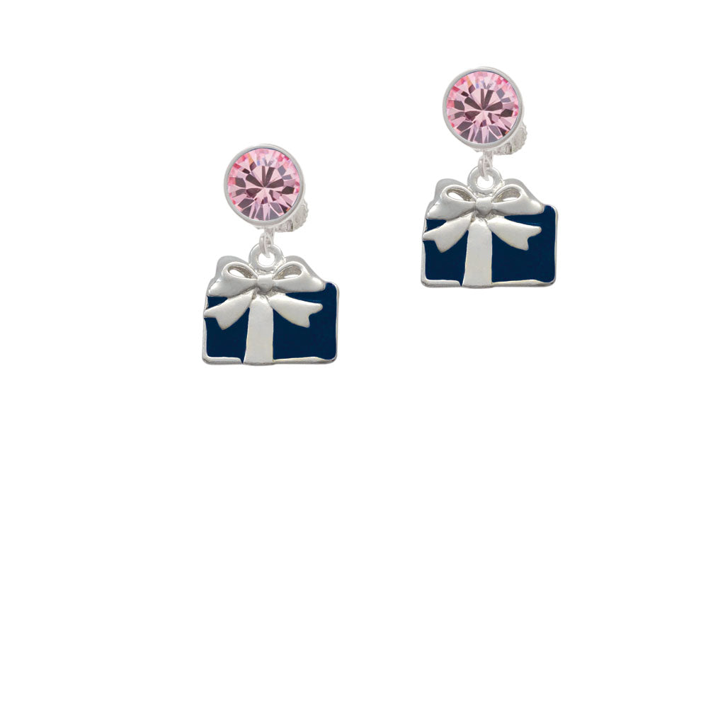 Blue Present Crystal Clip On Earrings Image 4