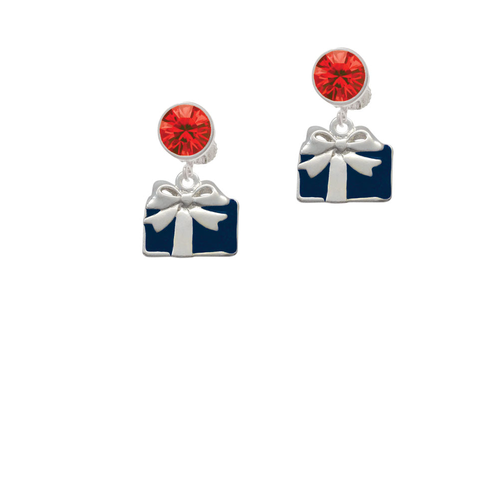 Blue Present Crystal Clip On Earrings Image 4