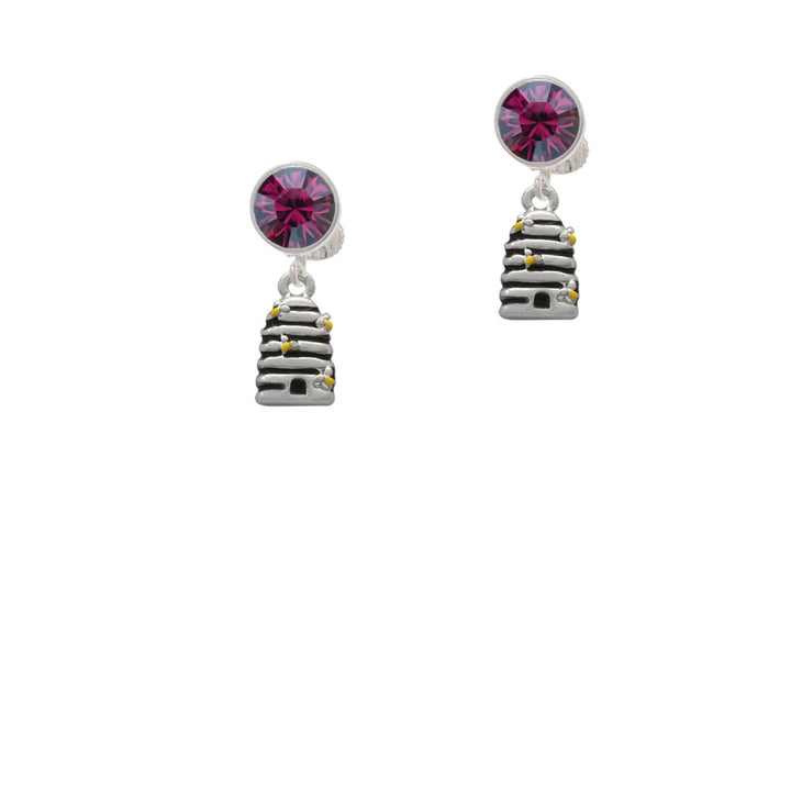 Small Beehive with 4 Bees Crystal Clip On Earrings Image 8