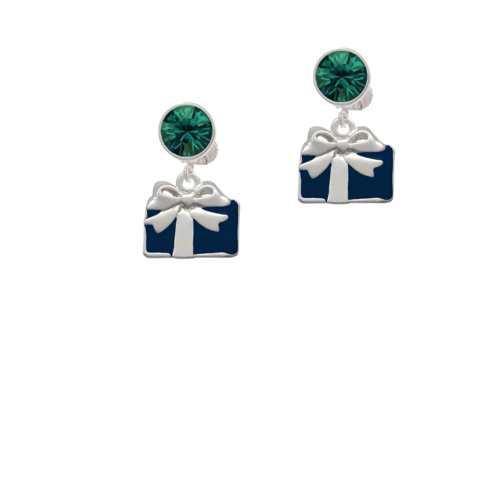 Blue Present Crystal Clip On Earrings Image 1