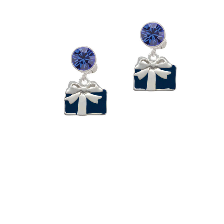 Blue Present Crystal Clip On Earrings Image 7