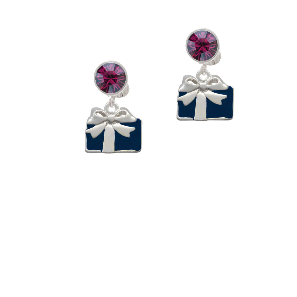 Blue Present Crystal Clip On Earrings Image 8