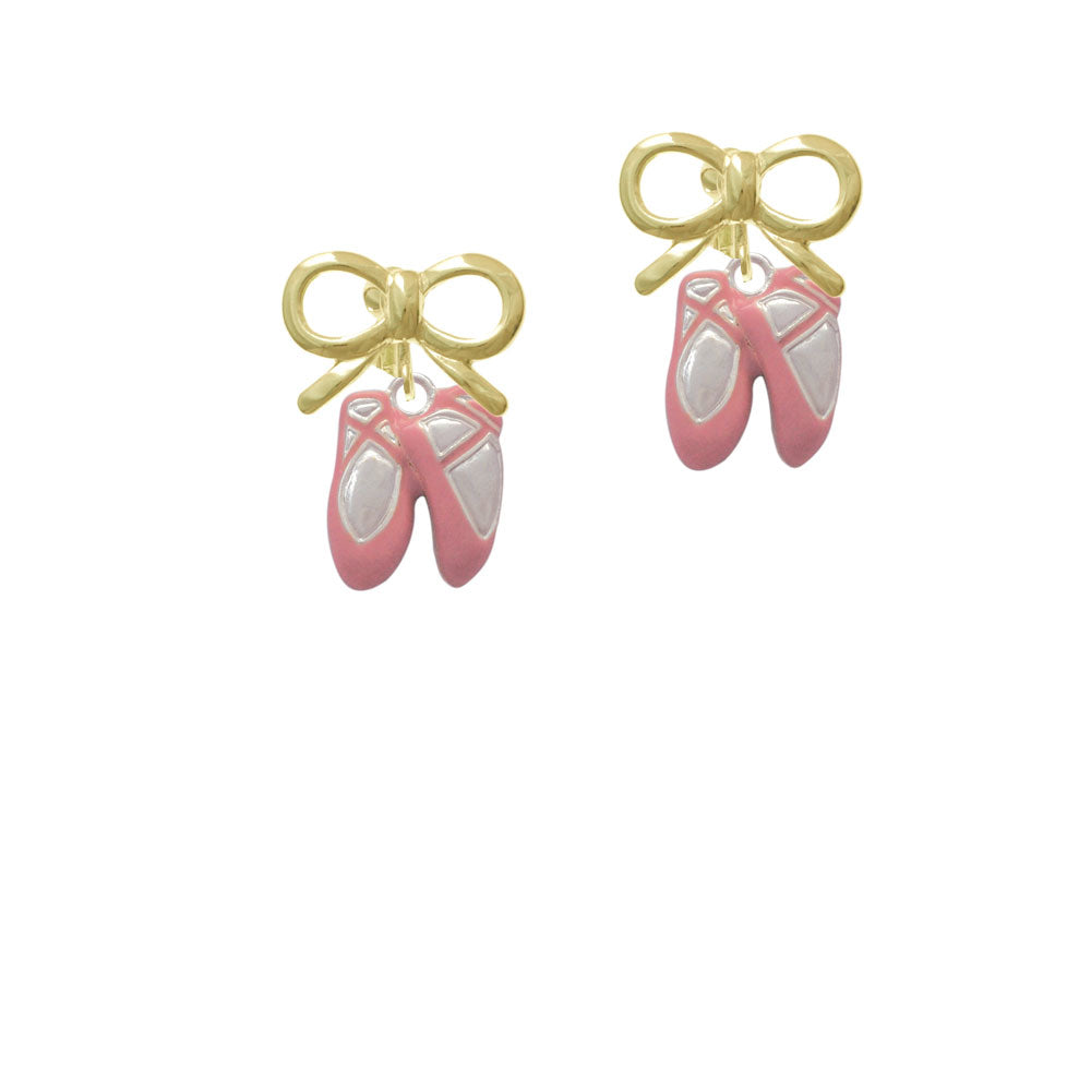 Large Pink Ballet Slippers Crystal Clip On Earrings Image 10