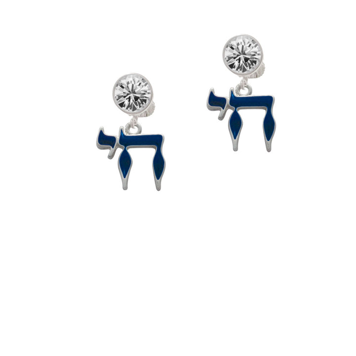 Enamel Blue Chai Crystal Clip On Earrings Image 2