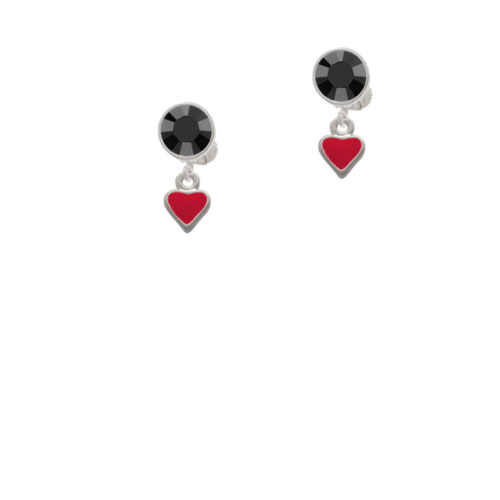 Mini 2-D Red Heart Crystal Clip On Earrings Image 3