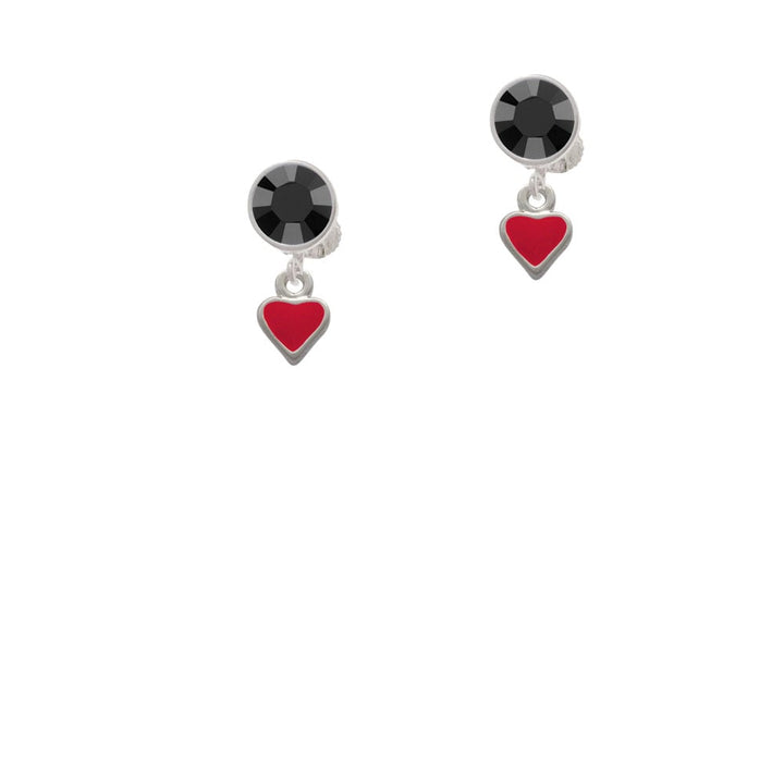 Mini 2-D Red Heart Crystal Clip On Earrings Image 1