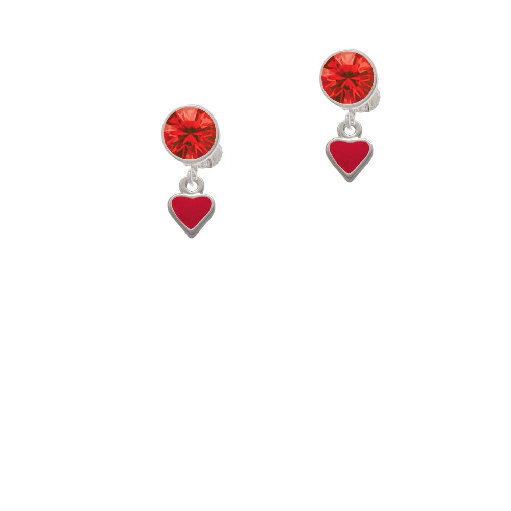 Mini 2-D Red Heart Crystal Clip On Earrings Image 4