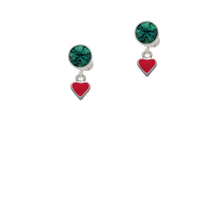 Mini 2-D Red Heart Crystal Clip On Earrings Image 6