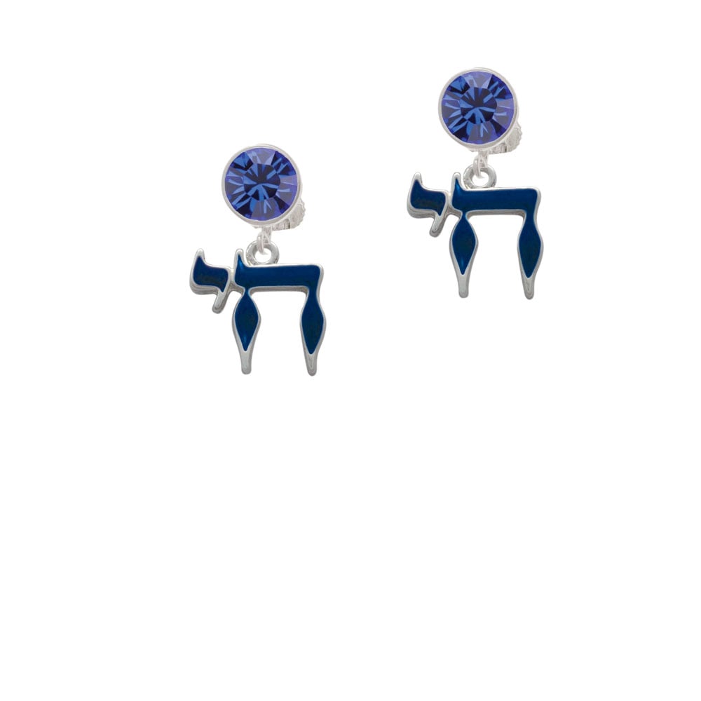 Enamel Blue Chai Crystal Clip On Earrings Image 7