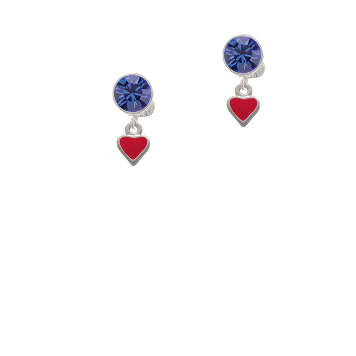 Mini 2-D Red Heart Crystal Clip On Earrings Image 7