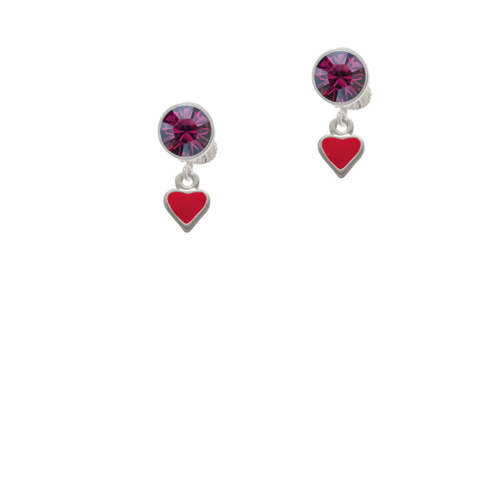 Mini 2-D Red Heart Crystal Clip On Earrings Image 8