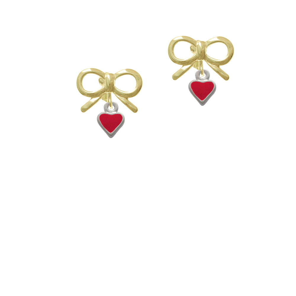 Mini 2-D Red Heart Crystal Clip On Earrings Image 10