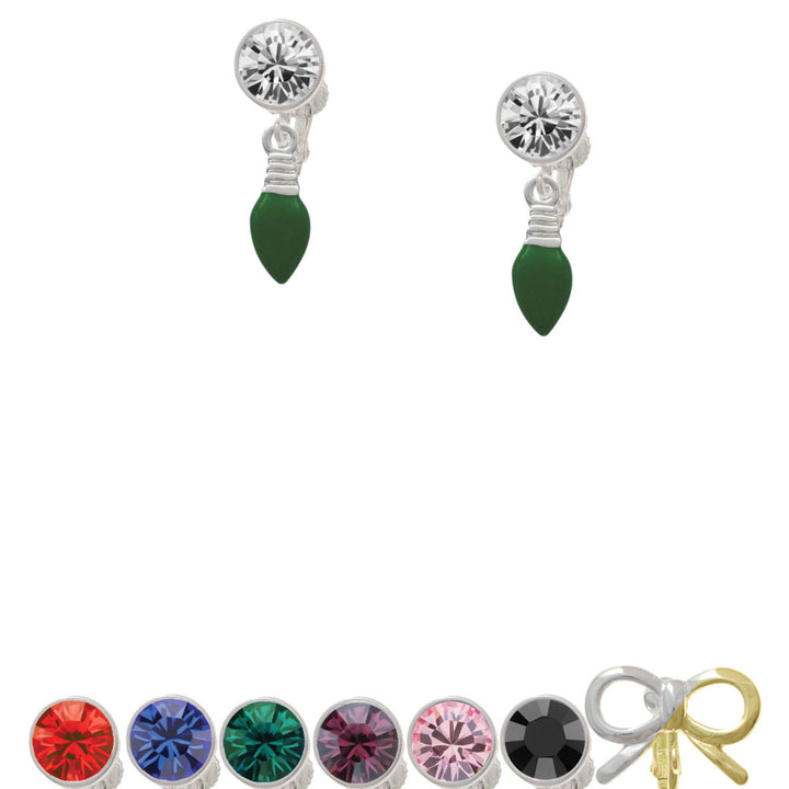 Green Christmas Light Crystal Clip On Earrings Image 1