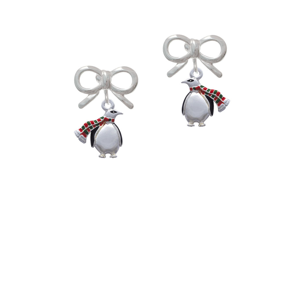 Penguin with Scarf Crystal Clip On Earrings Image 9