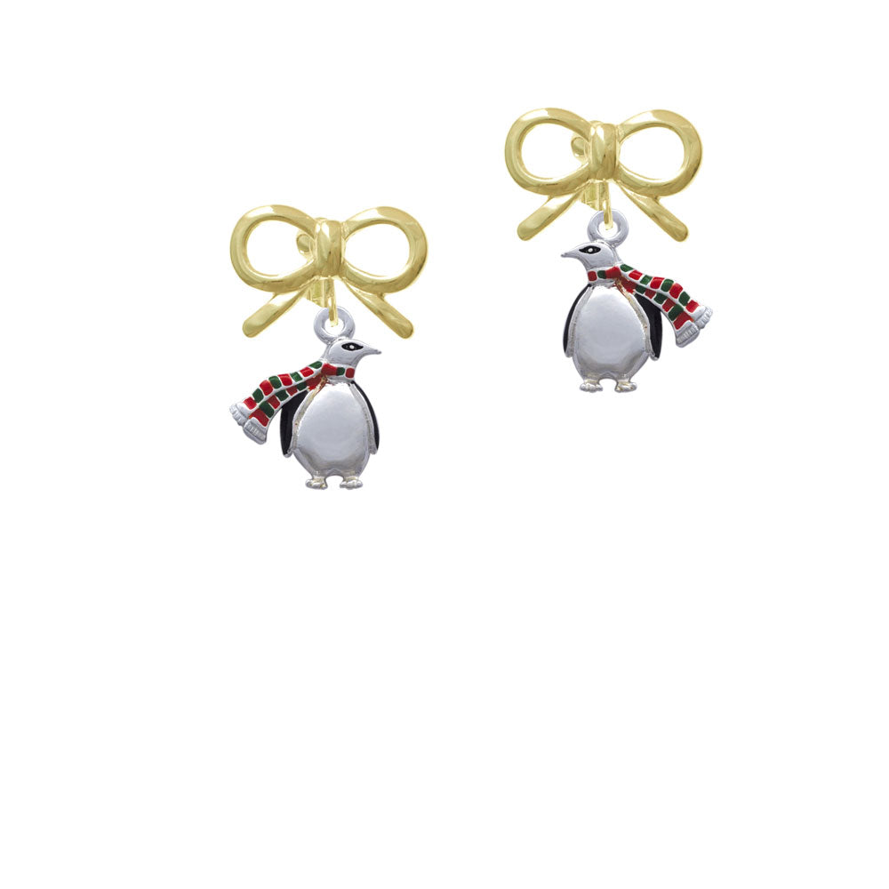 Penguin with Scarf Crystal Clip On Earrings Image 10