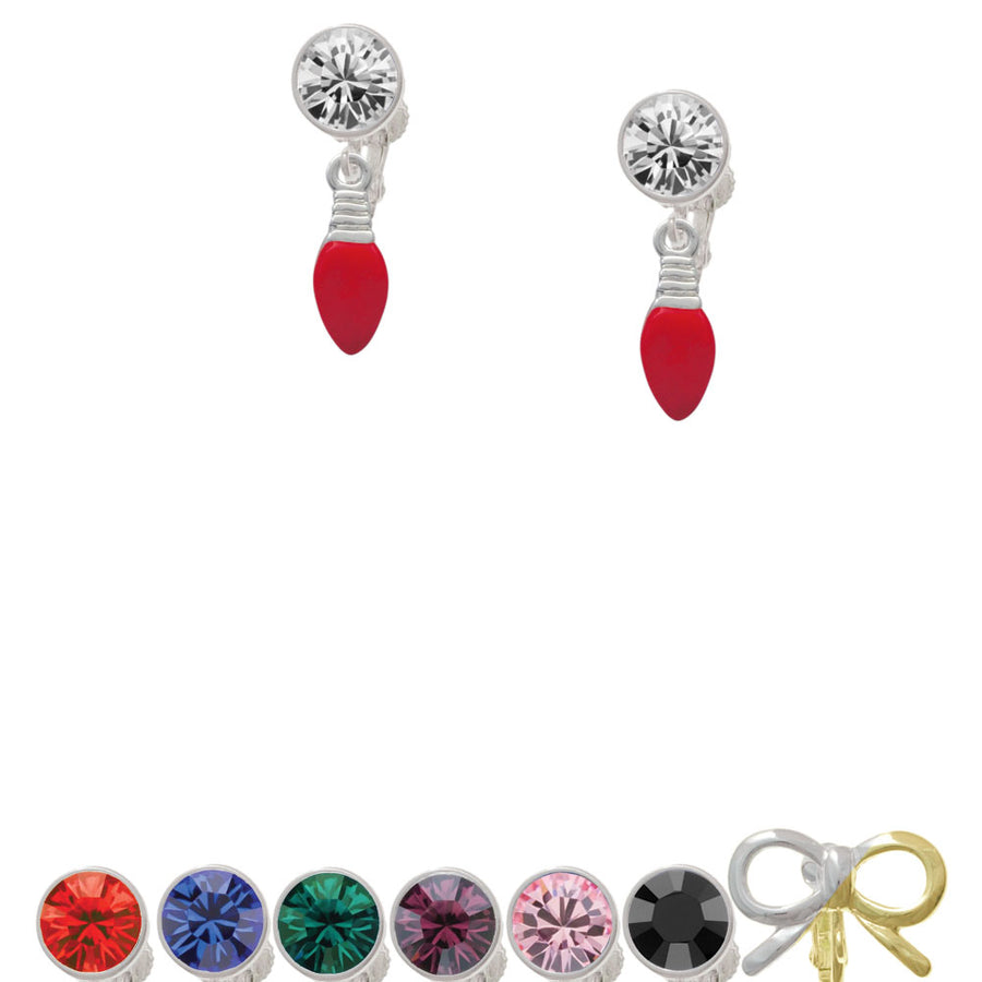 Red Christmas Light Crystal Clip On Earrings Image 1