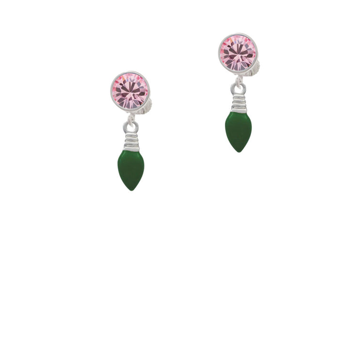 Green Christmas Light Crystal Clip On Earrings Image 4