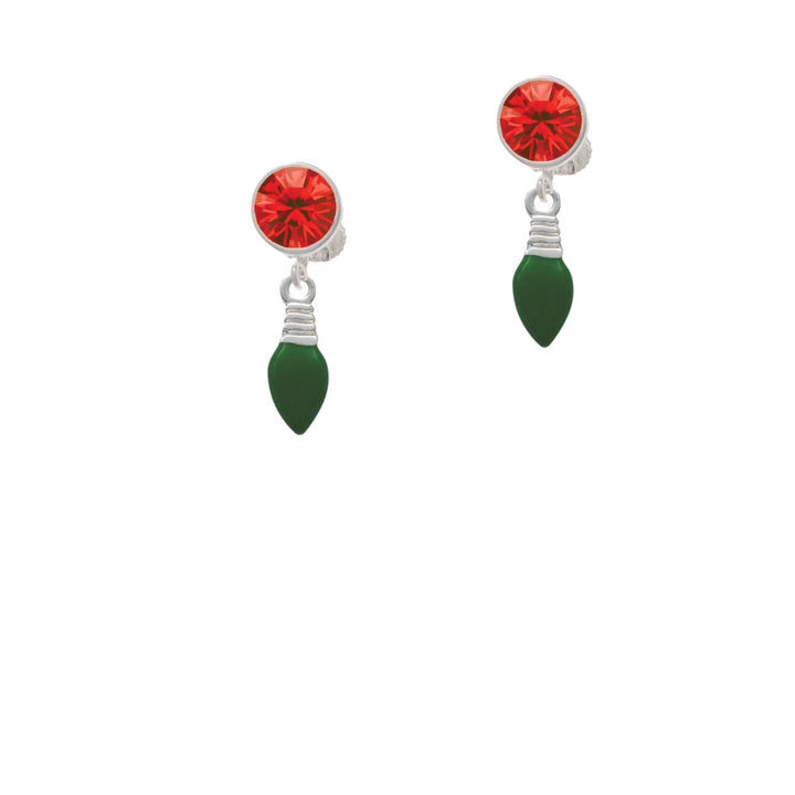 Green Christmas Light Crystal Clip On Earrings Image 4