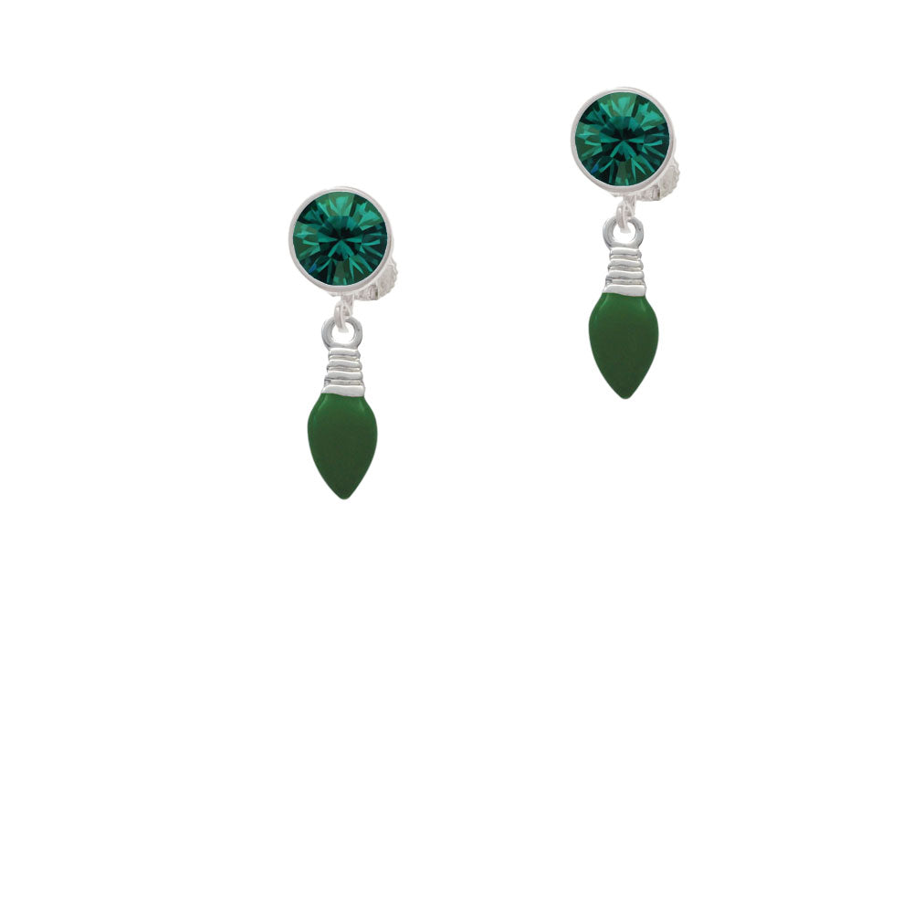 Green Christmas Light Crystal Clip On Earrings Image 6