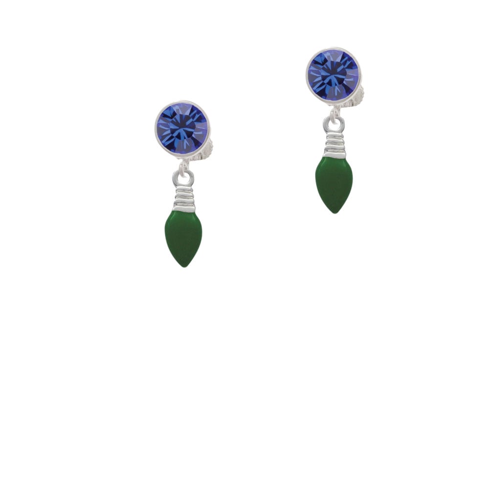 Green Christmas Light Crystal Clip On Earrings Image 7