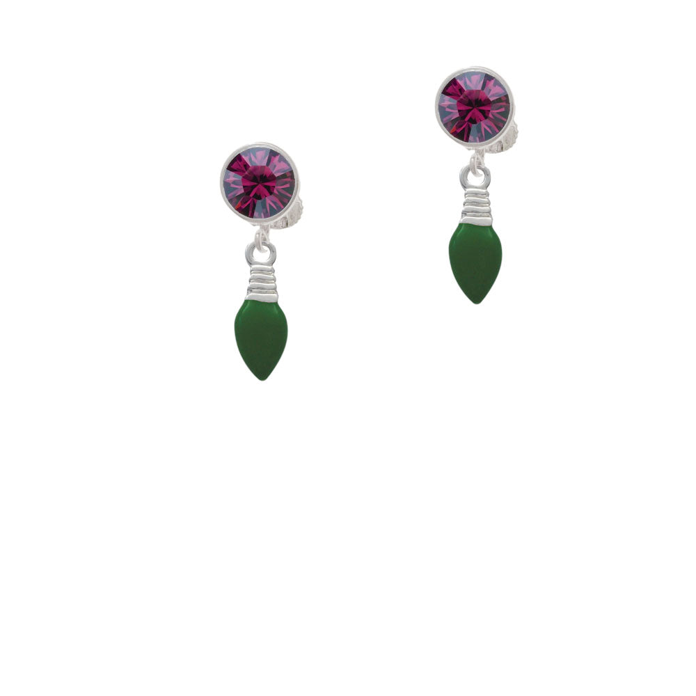 Green Christmas Light Crystal Clip On Earrings Image 8