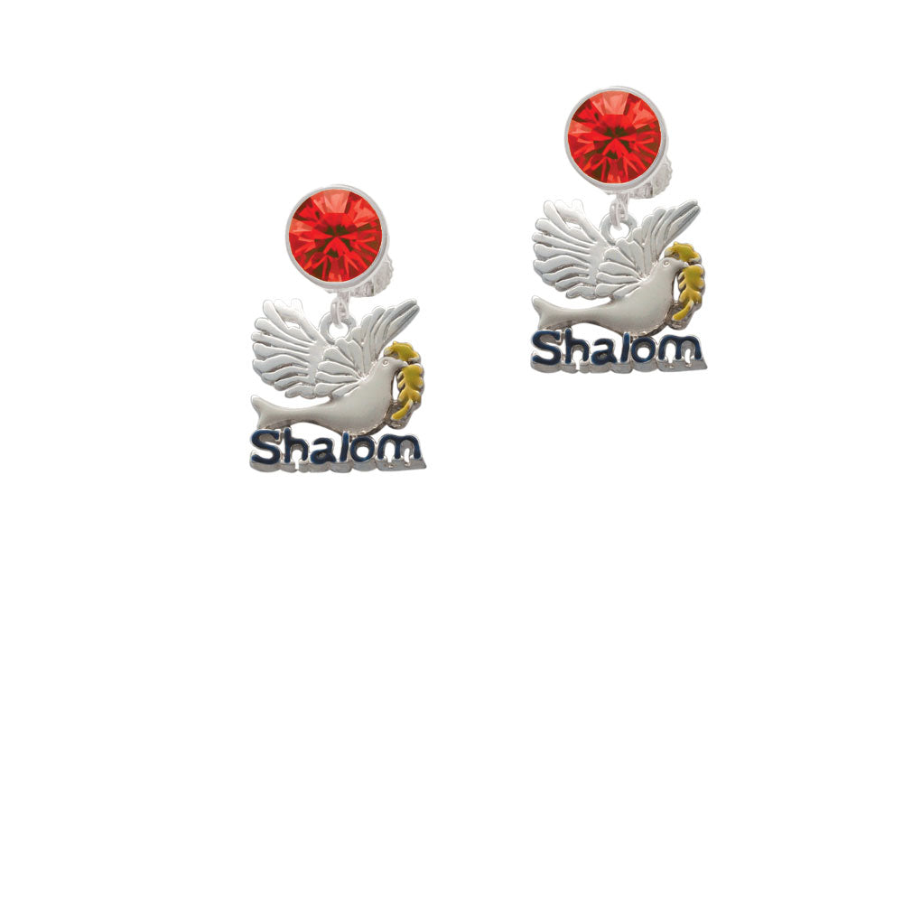 Shalom with Dove Crystal Clip On Earrings Image 4