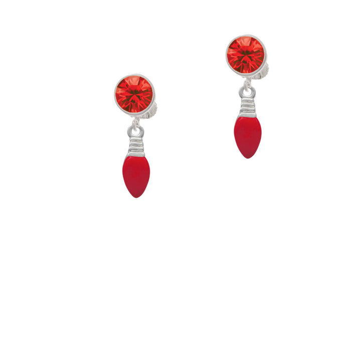 Red Christmas Light Crystal Clip On Earrings Image 4