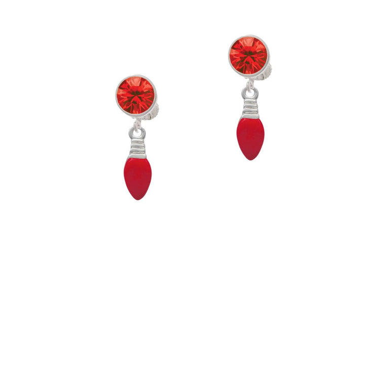 Red Christmas Light Crystal Clip On Earrings Image 1