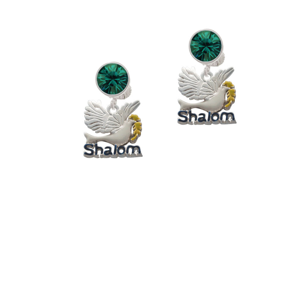 Shalom with Dove Crystal Clip On Earrings Image 6