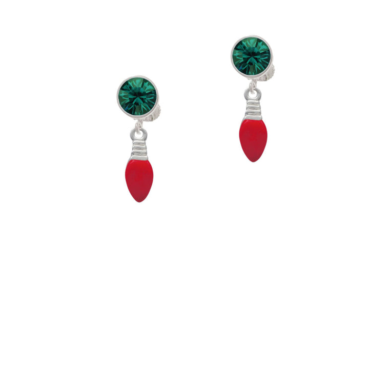 Red Christmas Light Crystal Clip On Earrings Image 6