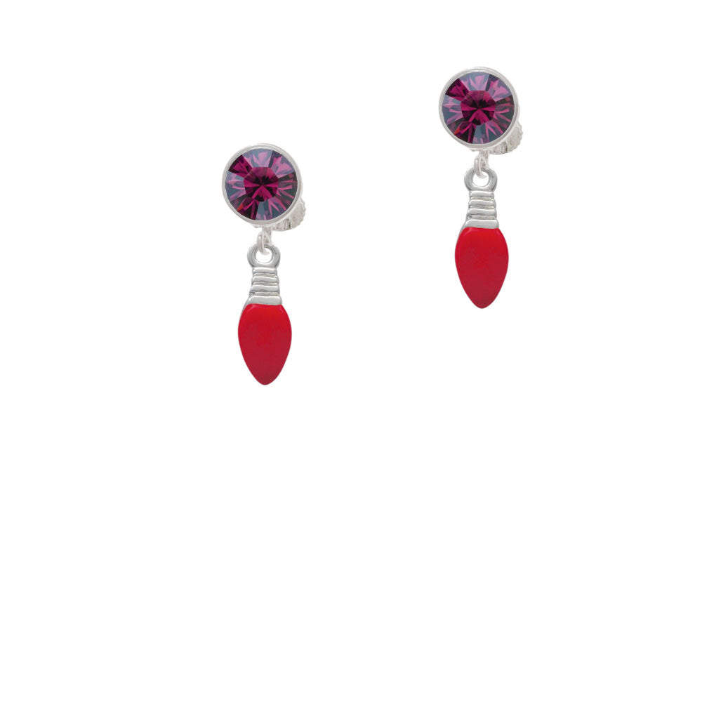 Red Christmas Light Crystal Clip On Earrings Image 8