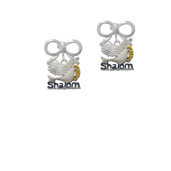 Shalom with Dove Crystal Clip On Earrings Image 9